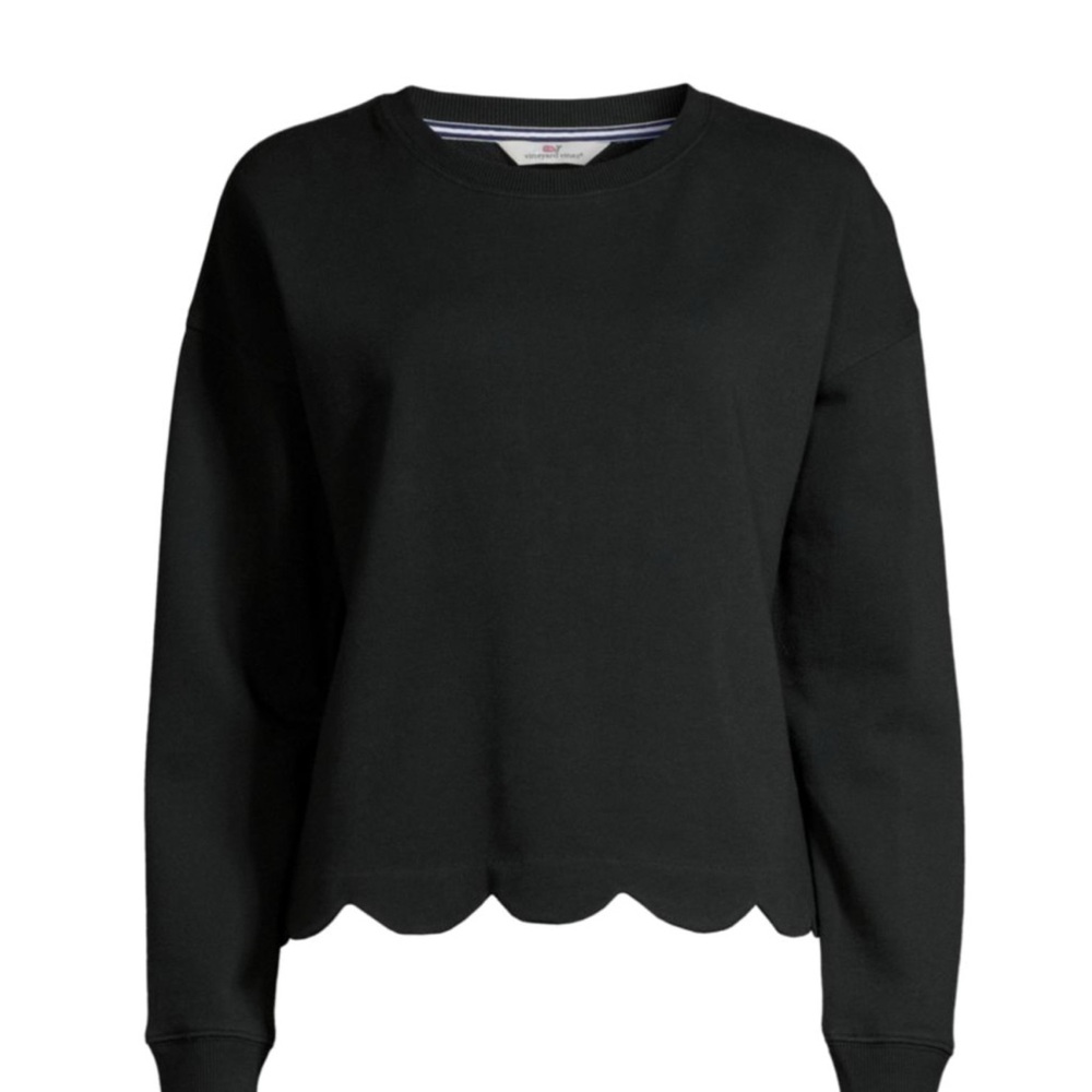 Vineyard Vines Scalloped Hem Crewneck Sweatshirt – Jet Black – XL – NWT